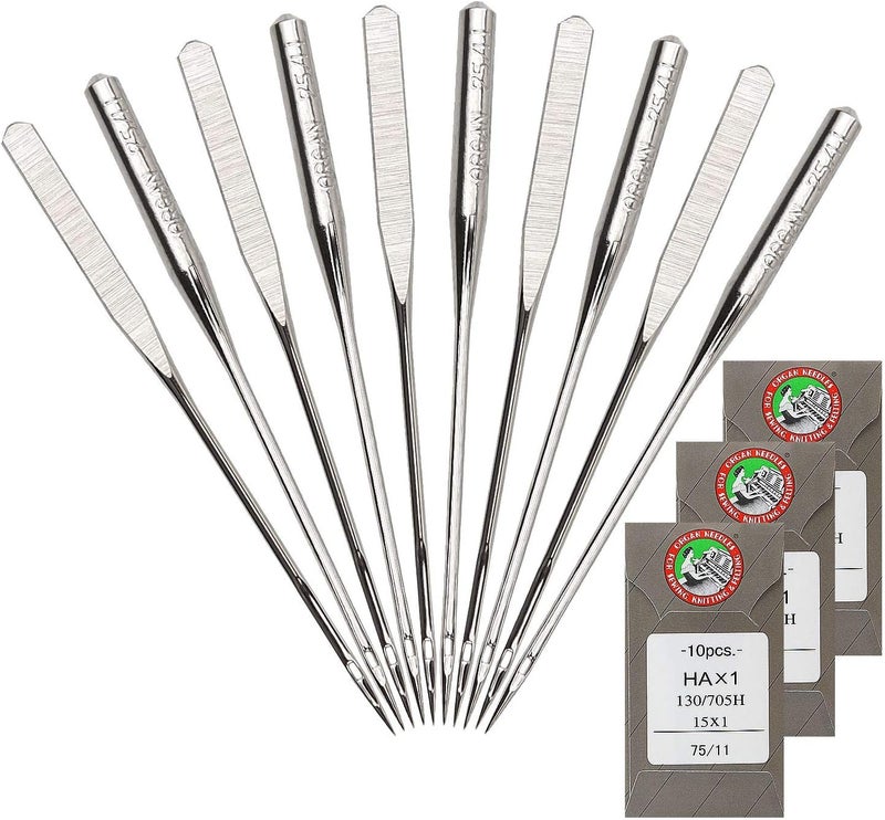APACALI 30 Pack Sewing Machine Needles Size 75/11 130/705H HAx1 Embroidery Sewing Needles for Brother Sewing Machine (3 Pack of 10 Needles) - Image 1